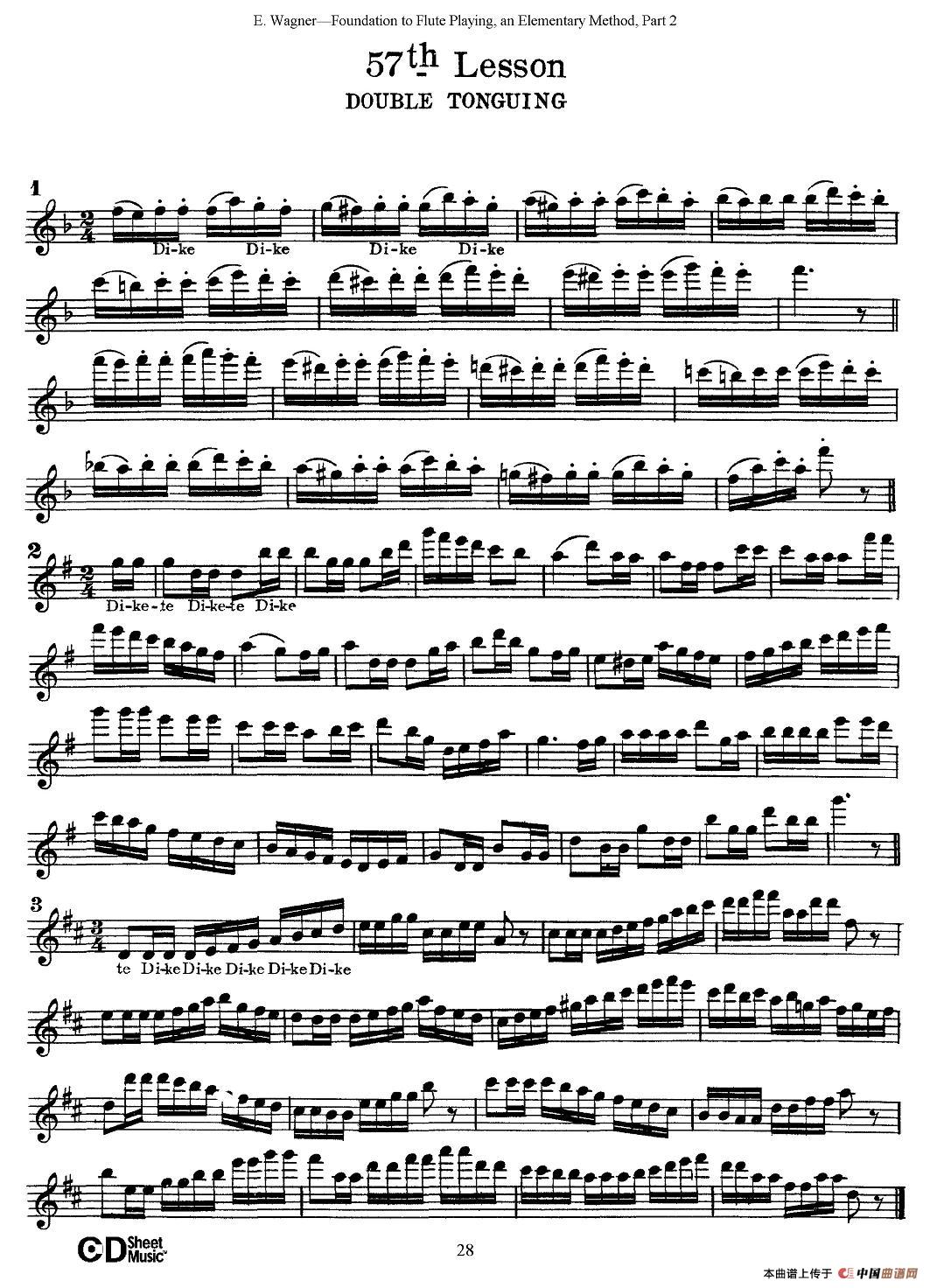 长笛演奏基础教程练习（53—59）长笛谱