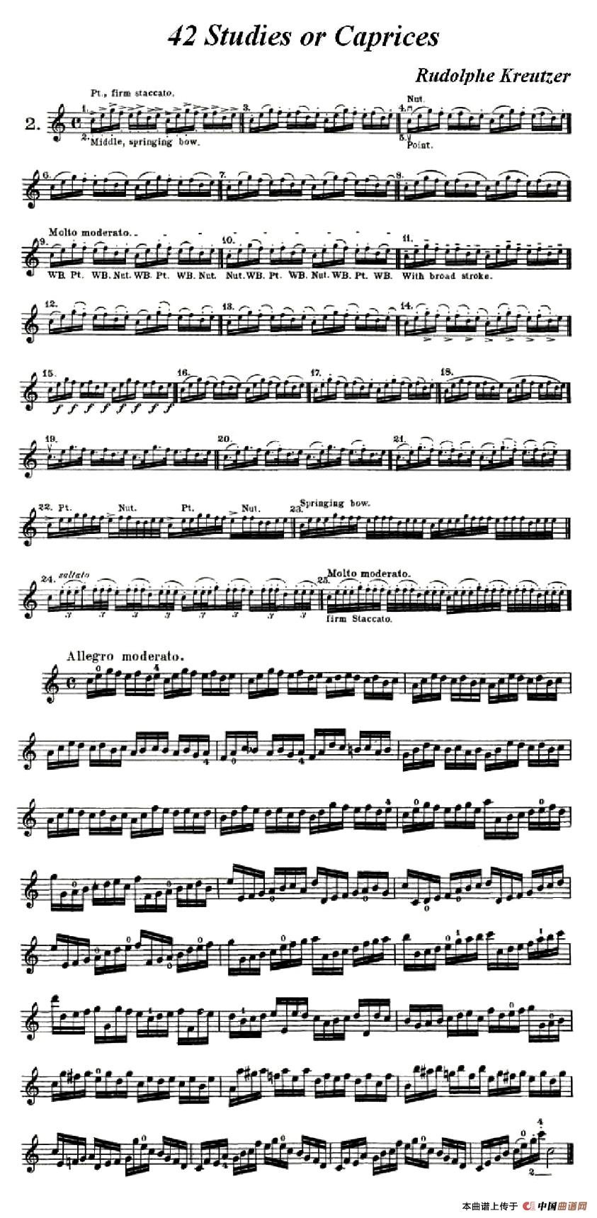 42首练习曲或隨想曲之二小提琴谱