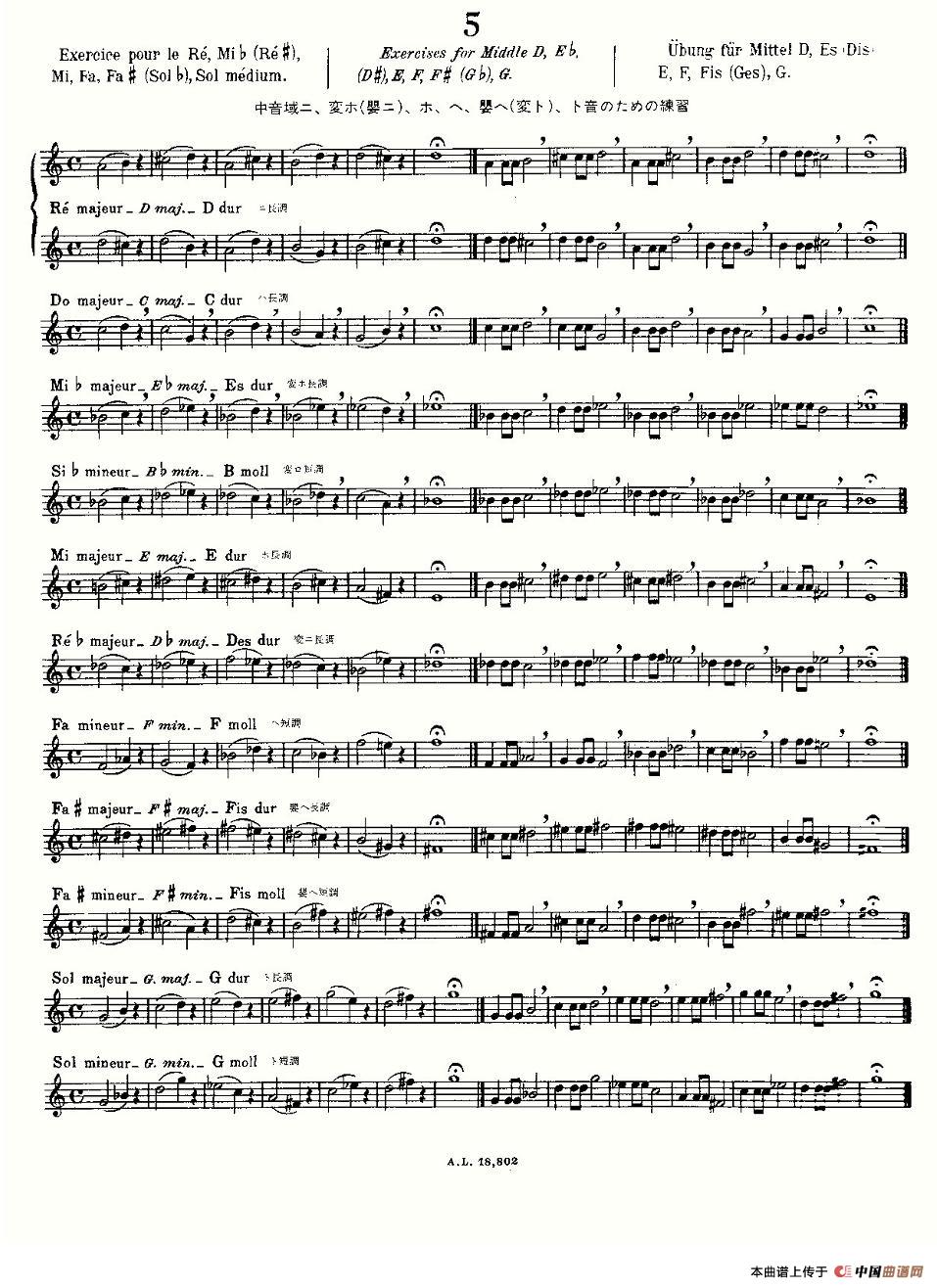 初级练习之5（Alphonse Ludec）长笛谱