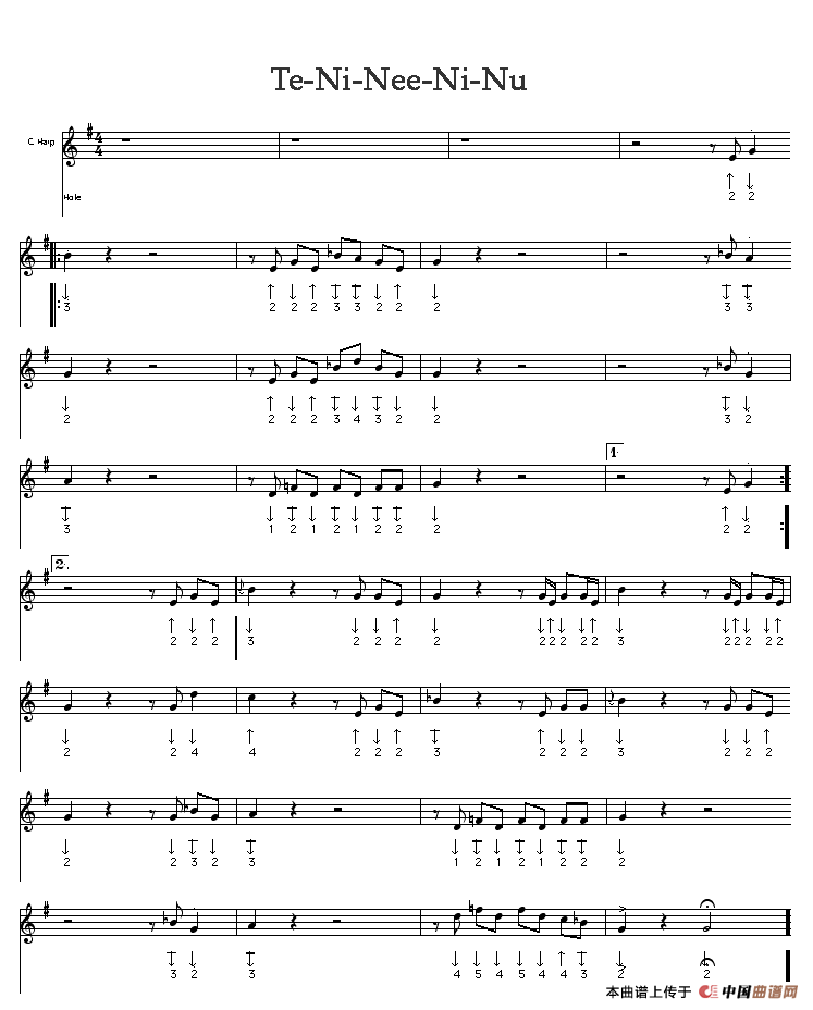 Te Ni Nee Ni Nu（布鲁斯）口琴谱