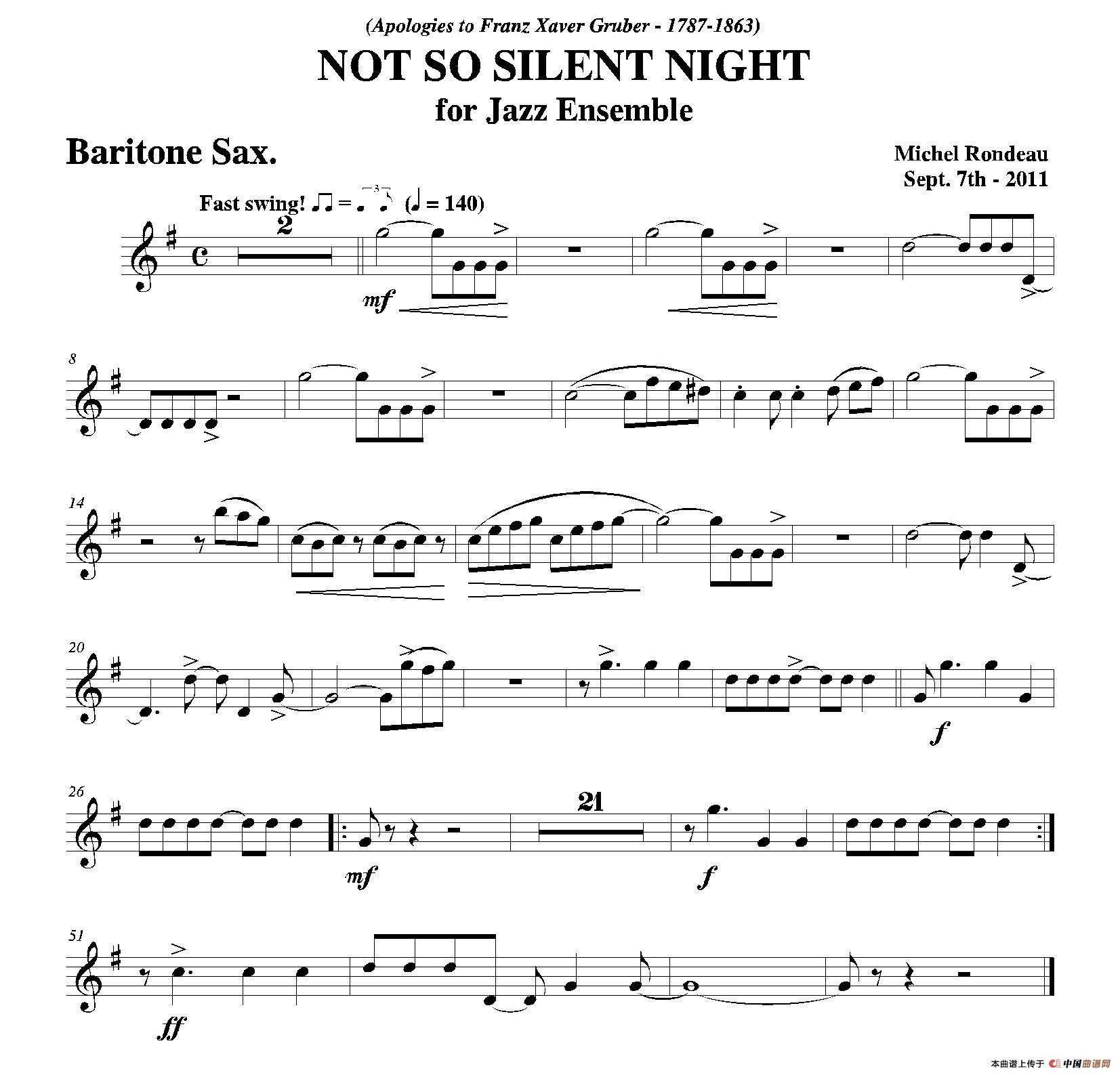 NOT SO SILENT NIGHT上低中音萨克斯谱