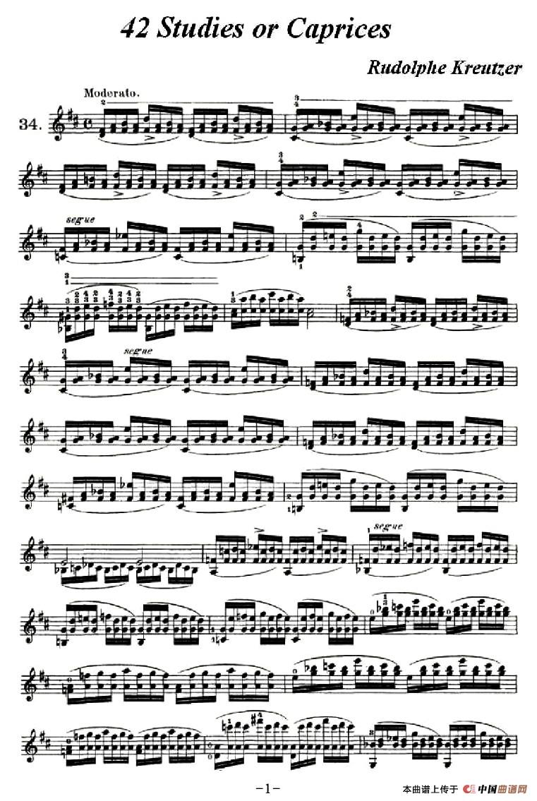 42首练习曲或隨想曲之34小提琴谱