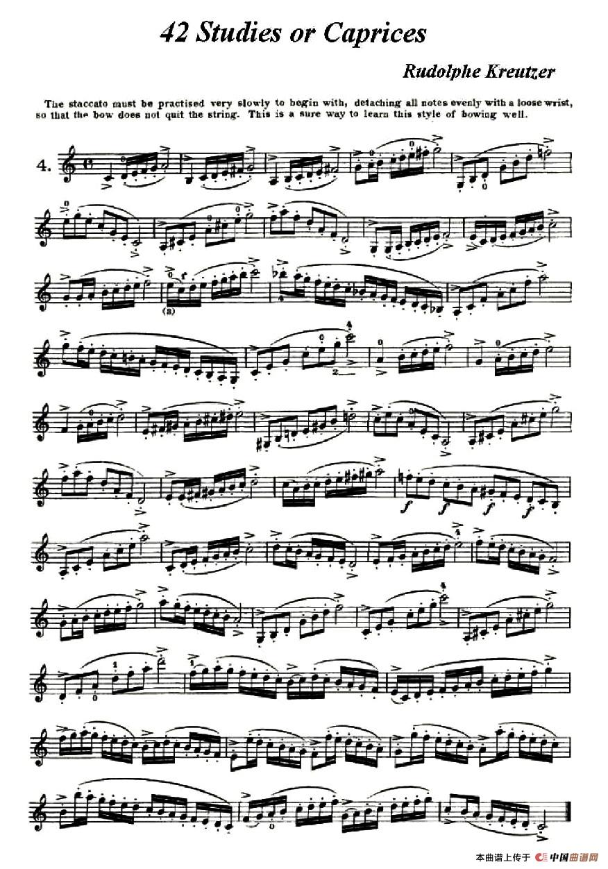 42首练习曲或隨想曲之四小提琴谱