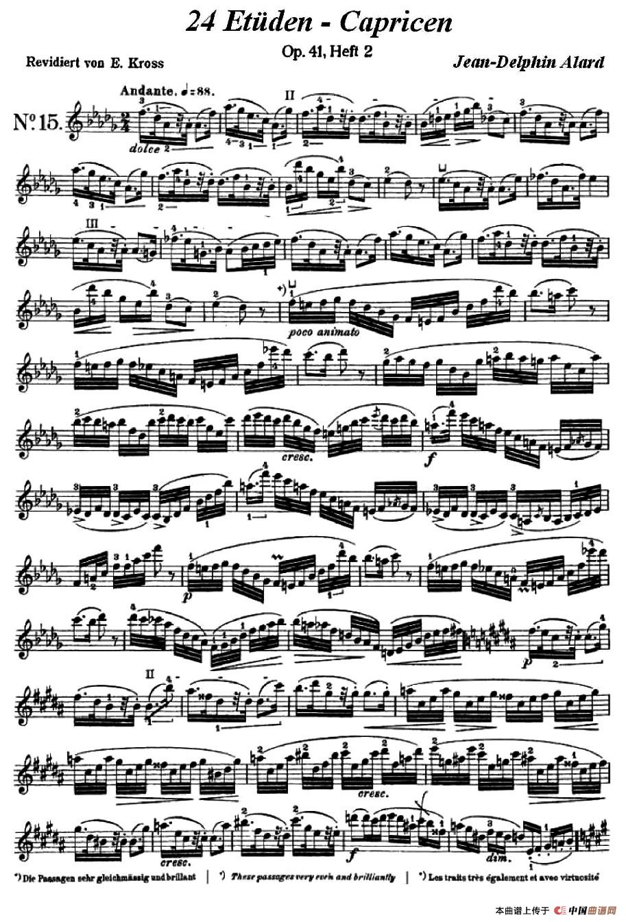 让·德尔菲·阿拉尔-12首小提琴隨想练习曲之15小提琴谱