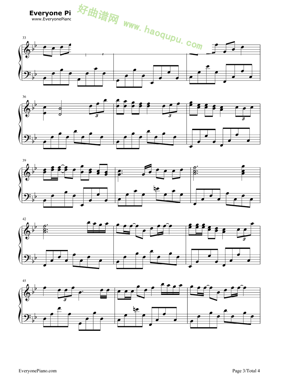 《莫斯科没有眼泪》（TWINS演唱） 钢琴谱第4张