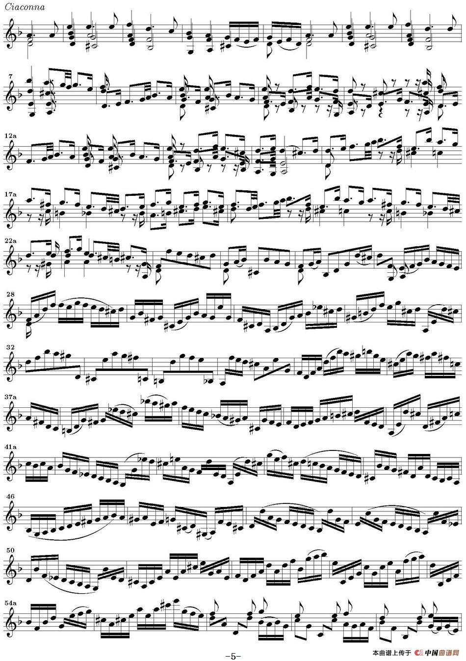 Bach Sonata BWV1004（无伴奏小提琴组曲）