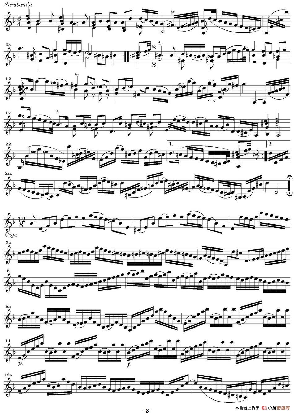 Bach Sonata BWV1004（无伴奏小提琴组曲）