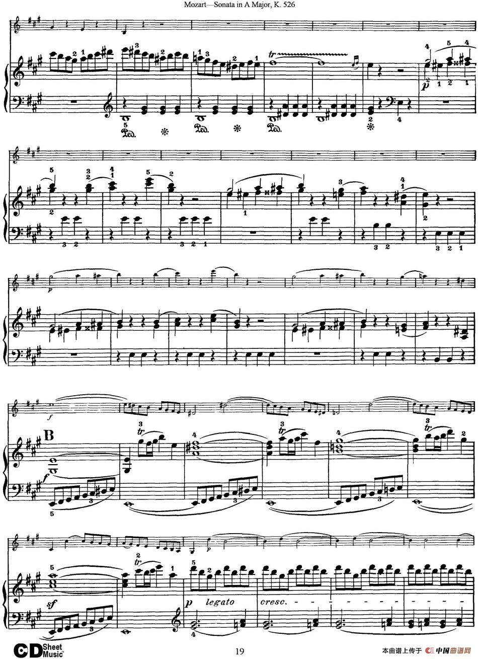 Violin Sonata in A Major K.526（小提琴+钢琴伴奏）
