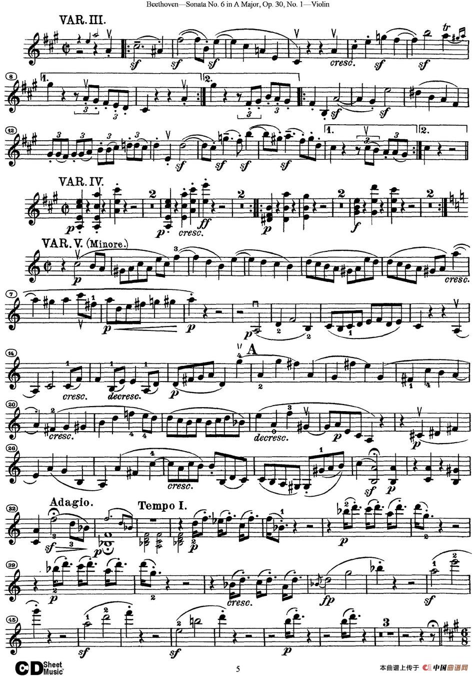 Violin Sonata No.6 in A Major Op.30 No.1