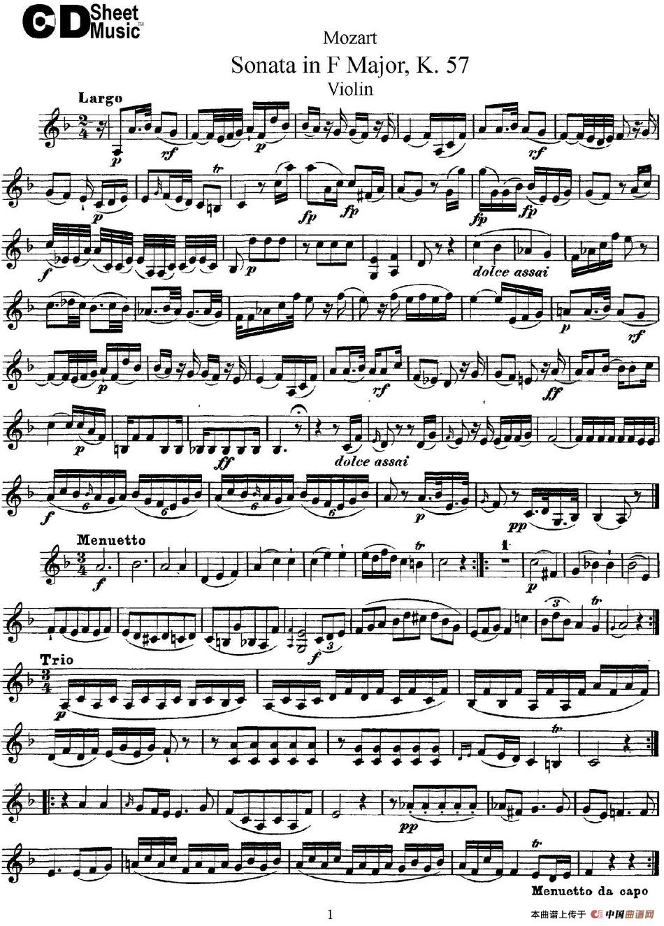 Violin Sonata in F Major K.357