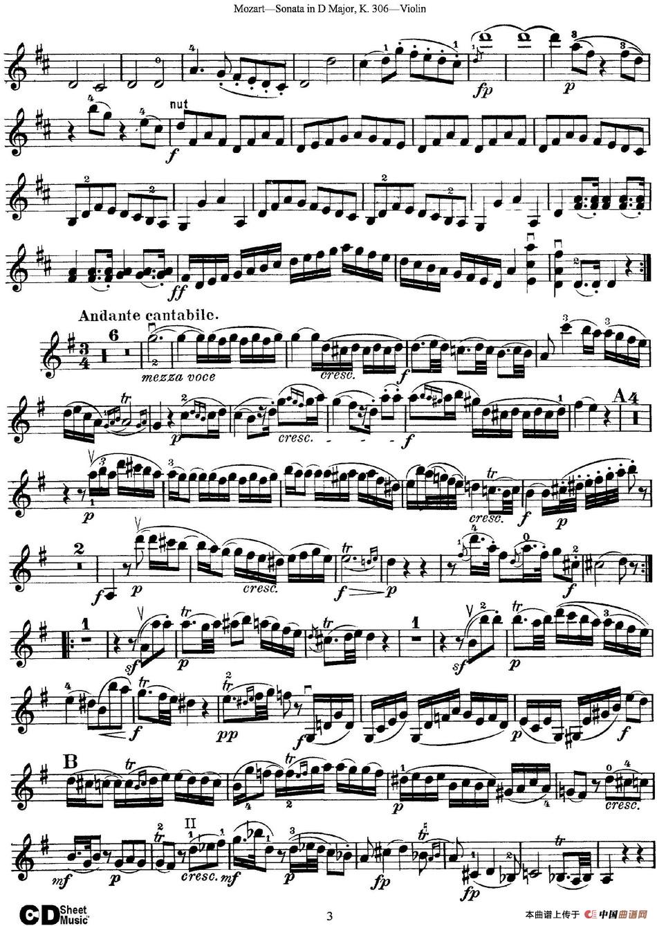 Violin Sonata in D Major K.306