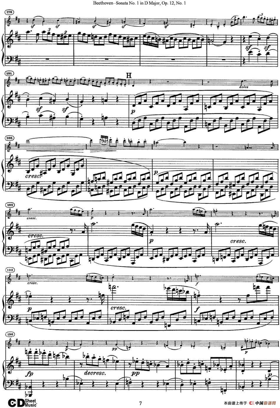 Violin Sonata No.1 in D Major Op.12 No.1（小提琴+钢琴伴奏