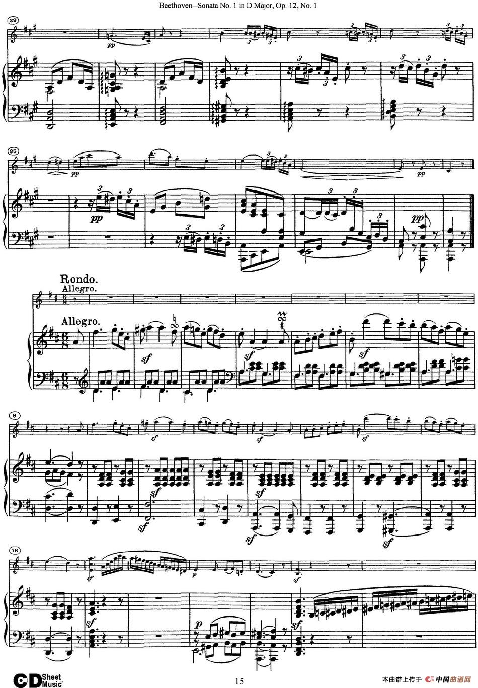 Violin Sonata No.1 in D Major Op.12 No.1（小提琴+钢琴伴奏