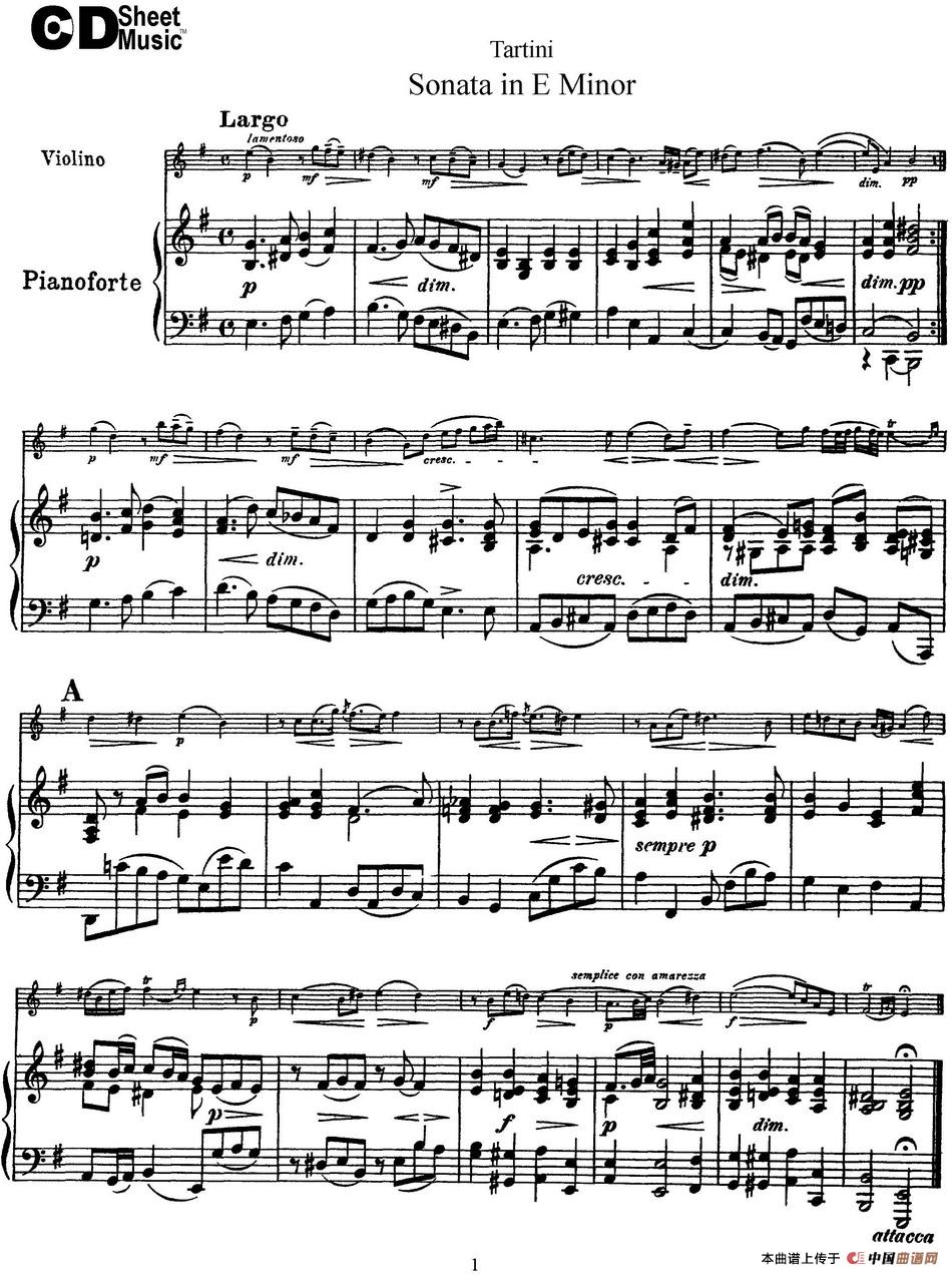 Violin Sonata in E Minor（小提琴+钢琴伴奏）