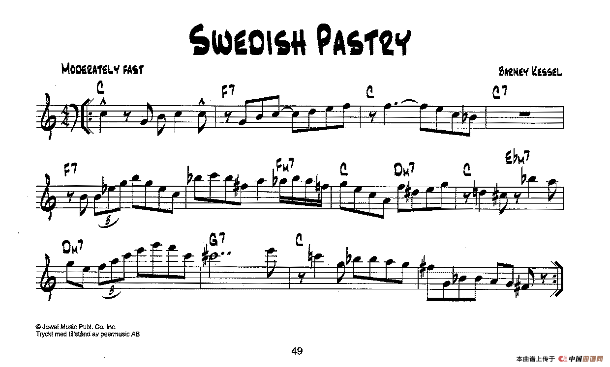 降B爵士乐谱：SWEDISH PASTRY