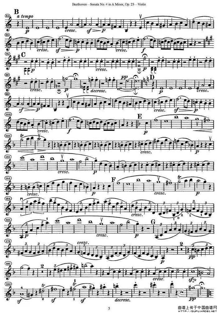 贝多芬第四号小提琴奏鸣曲a小调op.23