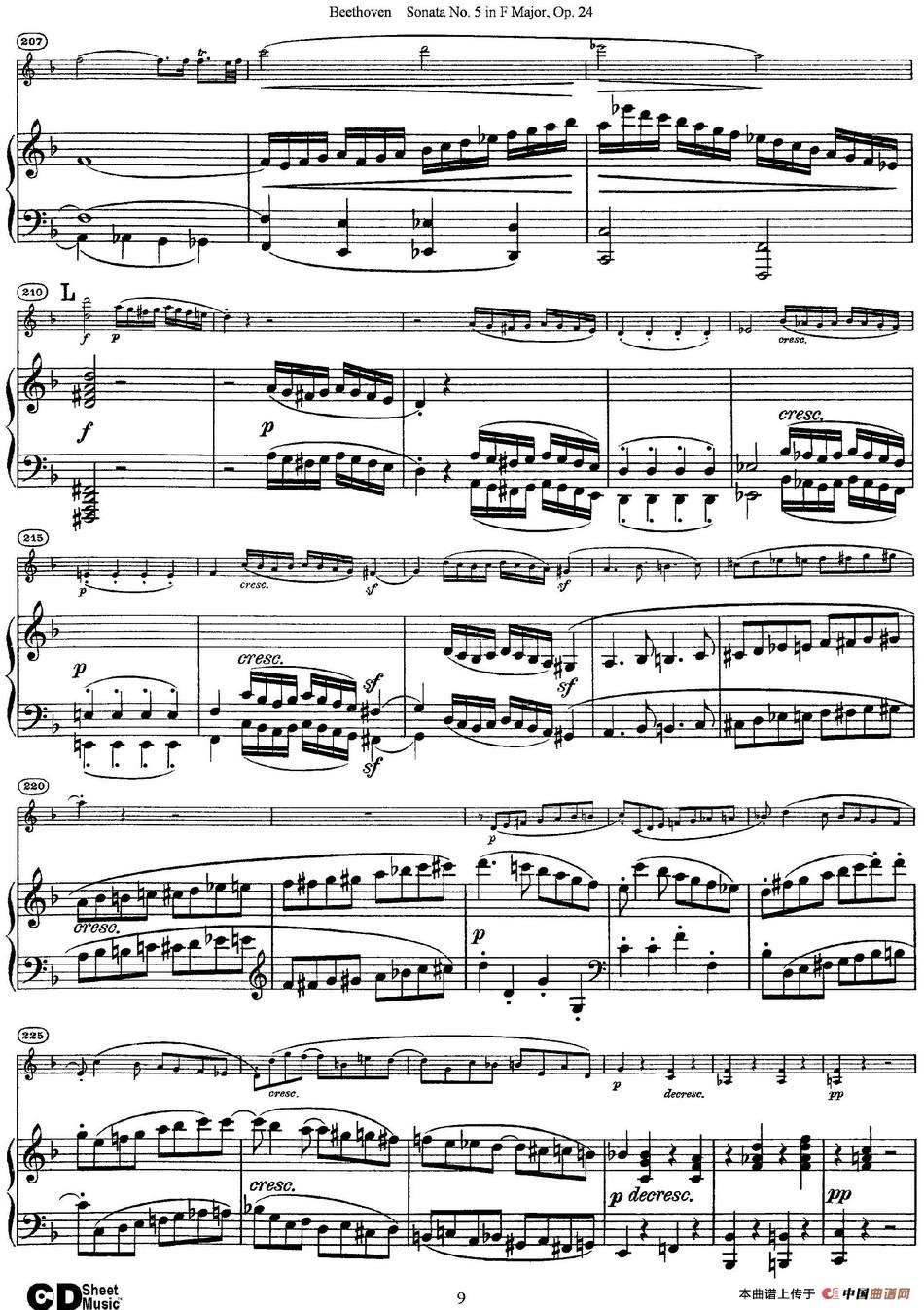 Violin Sonata No.5 in F Major Op.24（小提琴+钢琴伴奏）