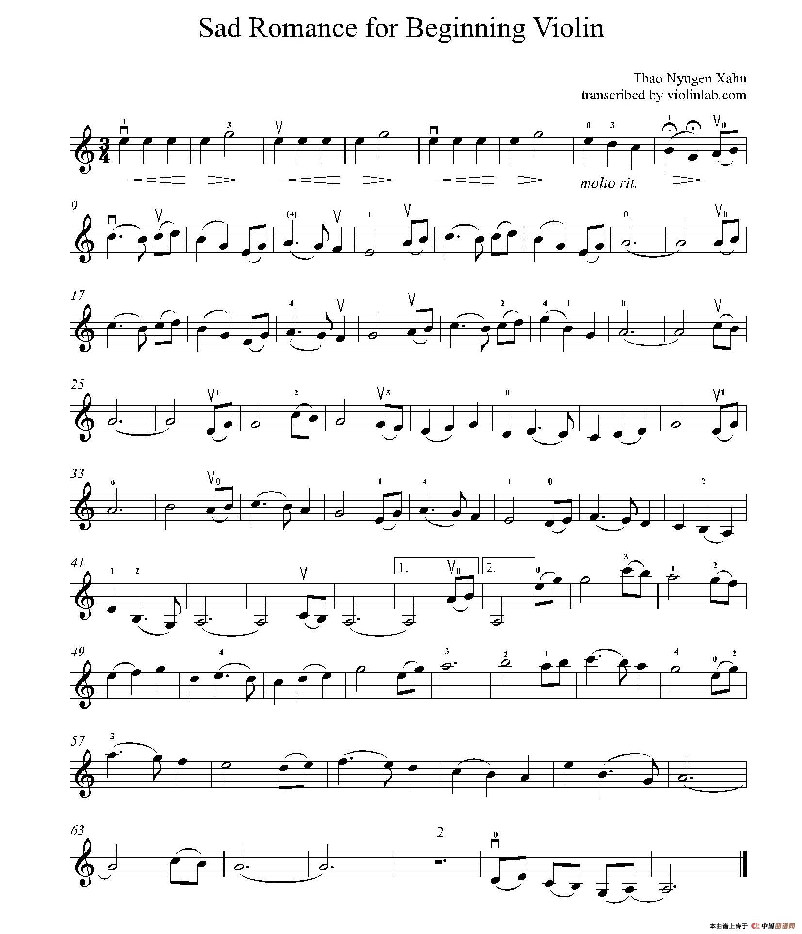 Sad Rommance for Beginning Violin