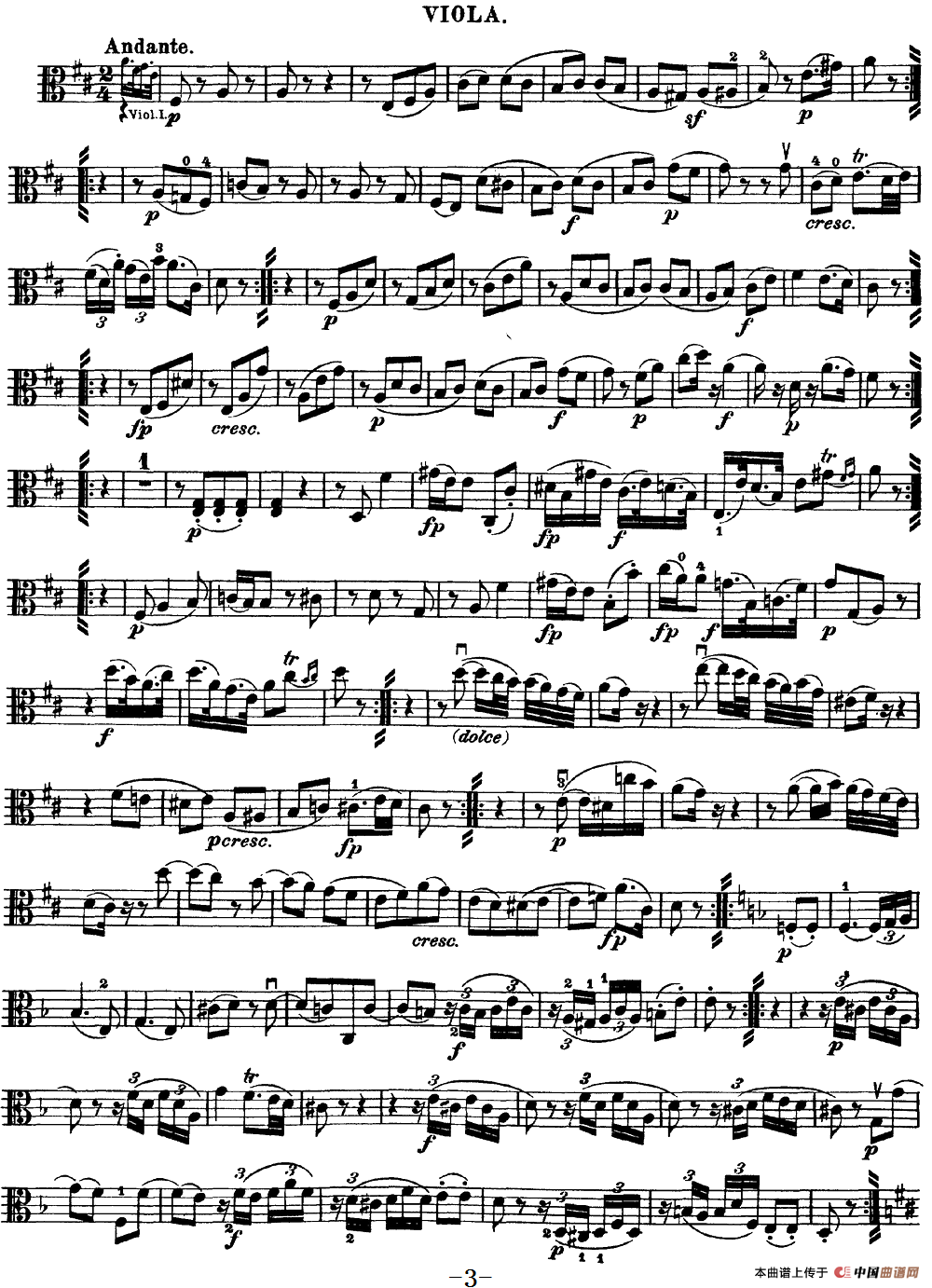 Mozart《Quartet No.18 in A Major,K.464》（Viola分谱）