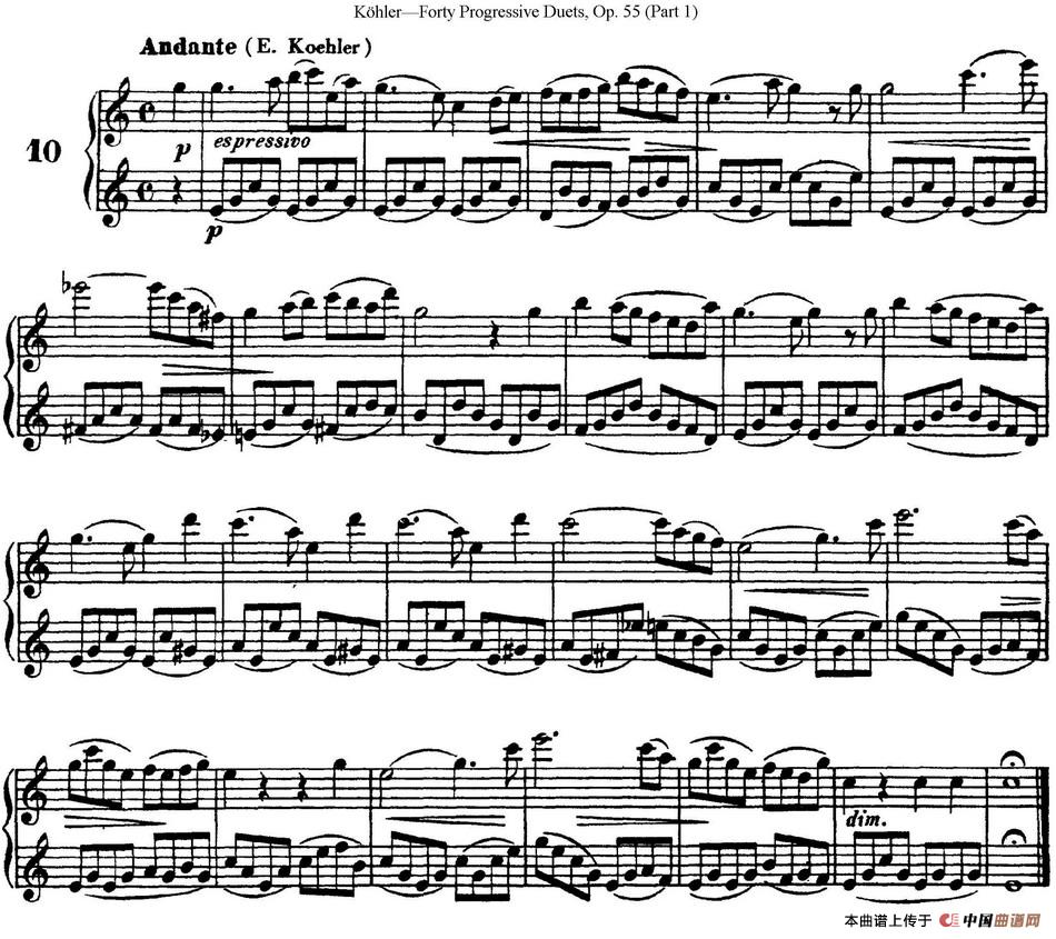 柯勒40首长笛提高练习曲OP.55（NO.10）长笛谱