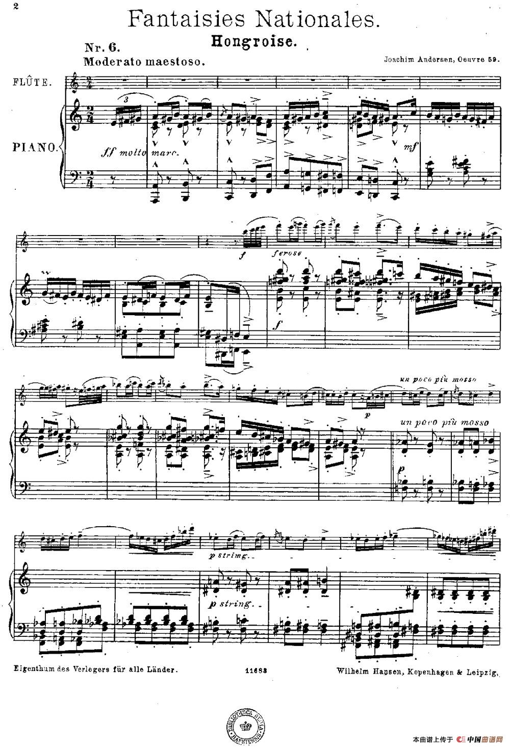 Fantaisies nationales. Hongrois.（Op.59 No.6）（长笛+钢琴