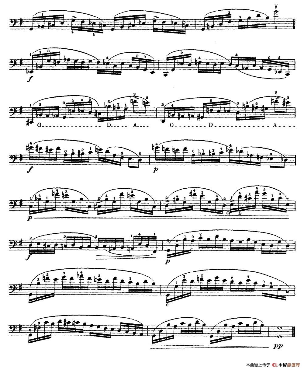 大提琴高级练习曲40首 No.2小提琴谱