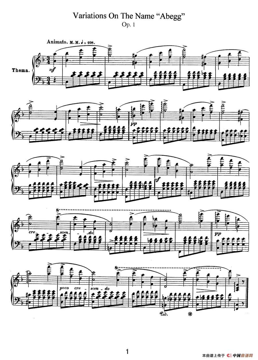 Abegg Variations Op.1（阿贝格变奏曲）