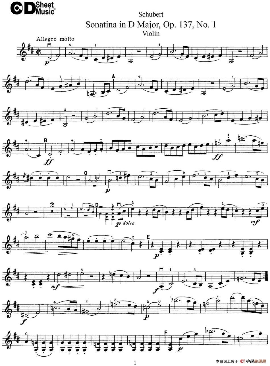 Violin Sonatina in D major Op.137 No.1