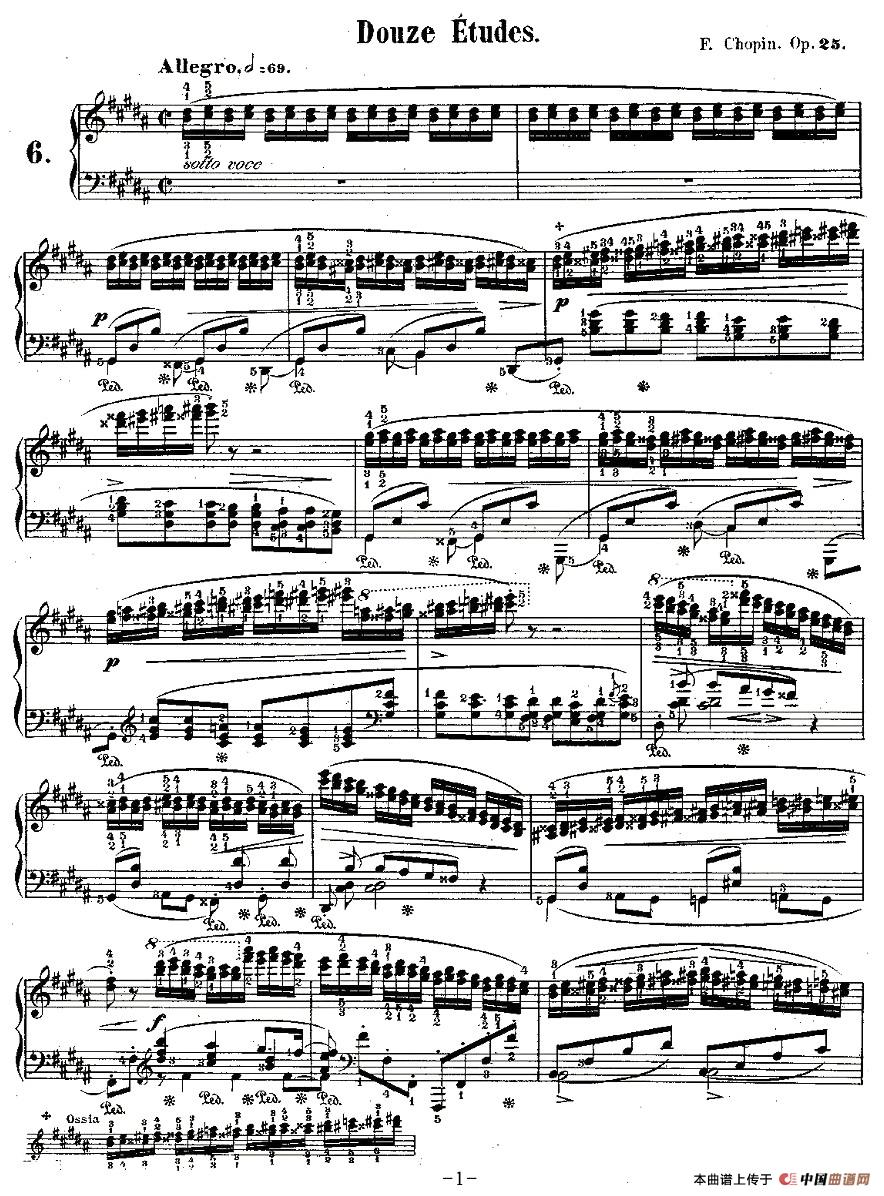 肖邦钢琴练习曲，Op.25之六