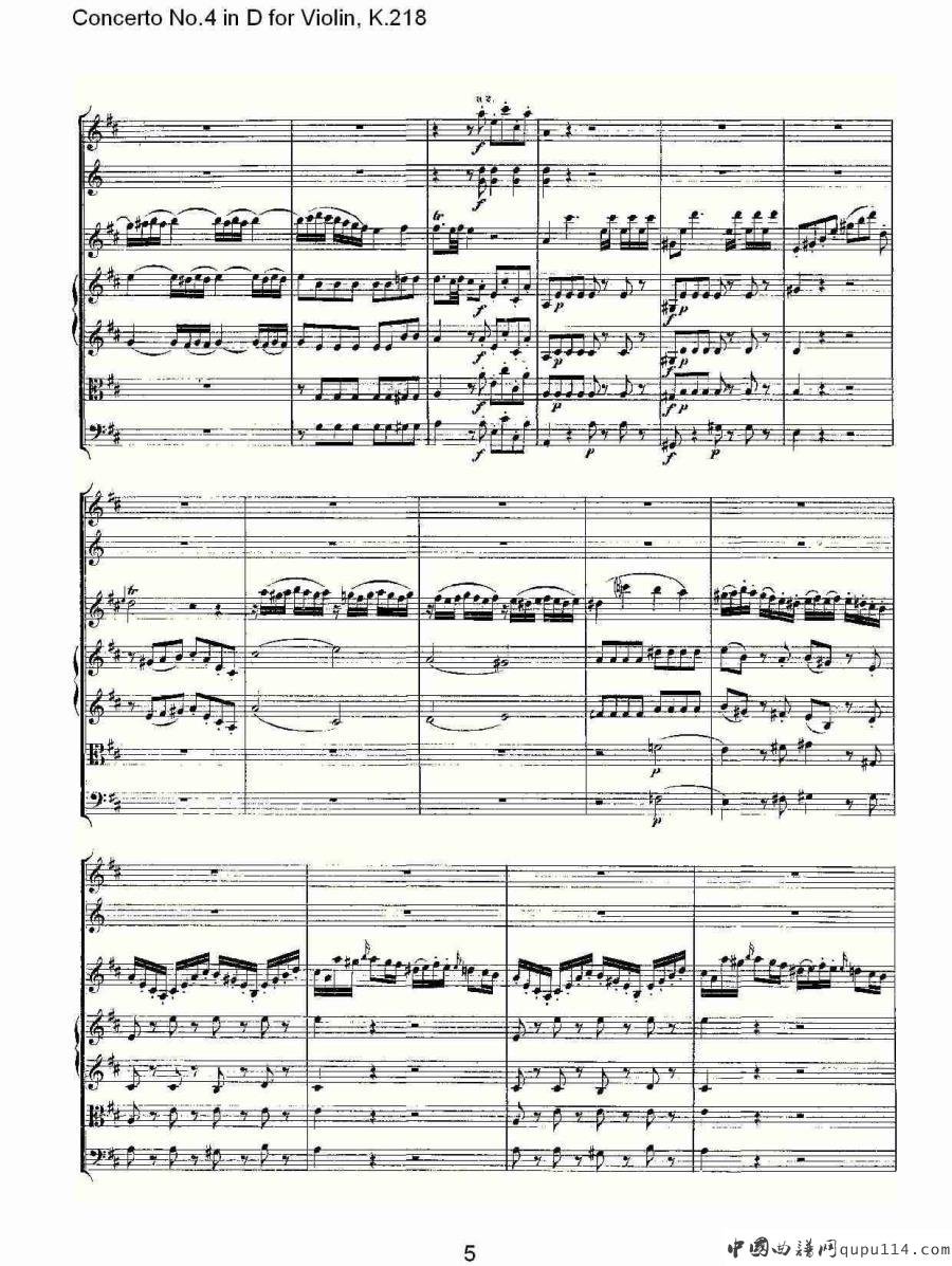 Concerto No.4 in D for Violin, K.218（D调小提琴第四协奏曲，K）