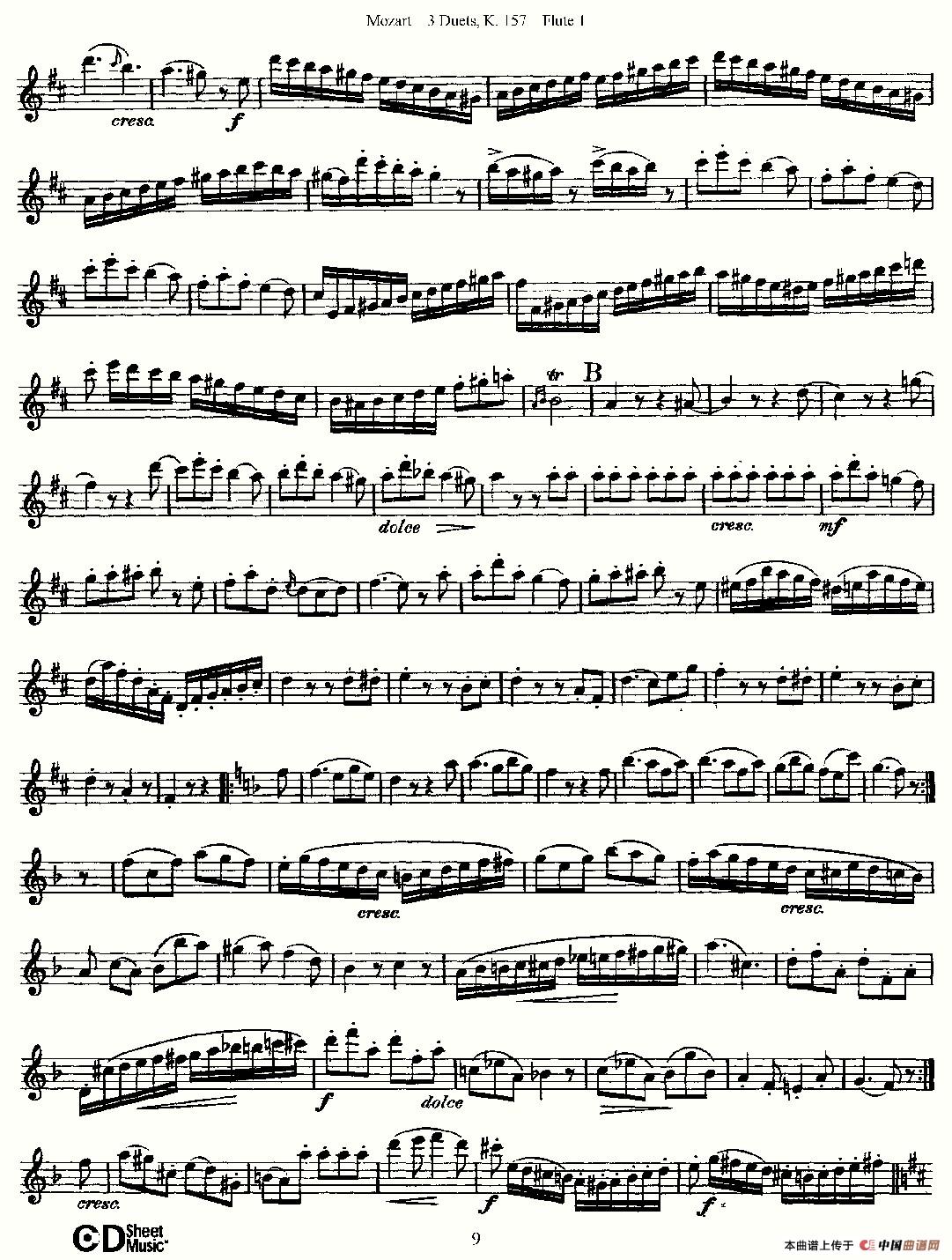 3 Duets K.157 之第一长笛（二重奏三首 K157号）