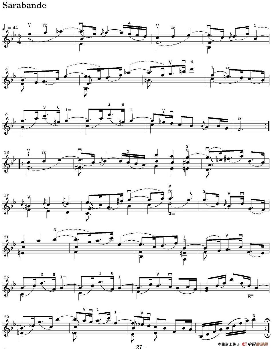 Six Suite Violincello Solo senza Basso（Suite IV）（6首无伴