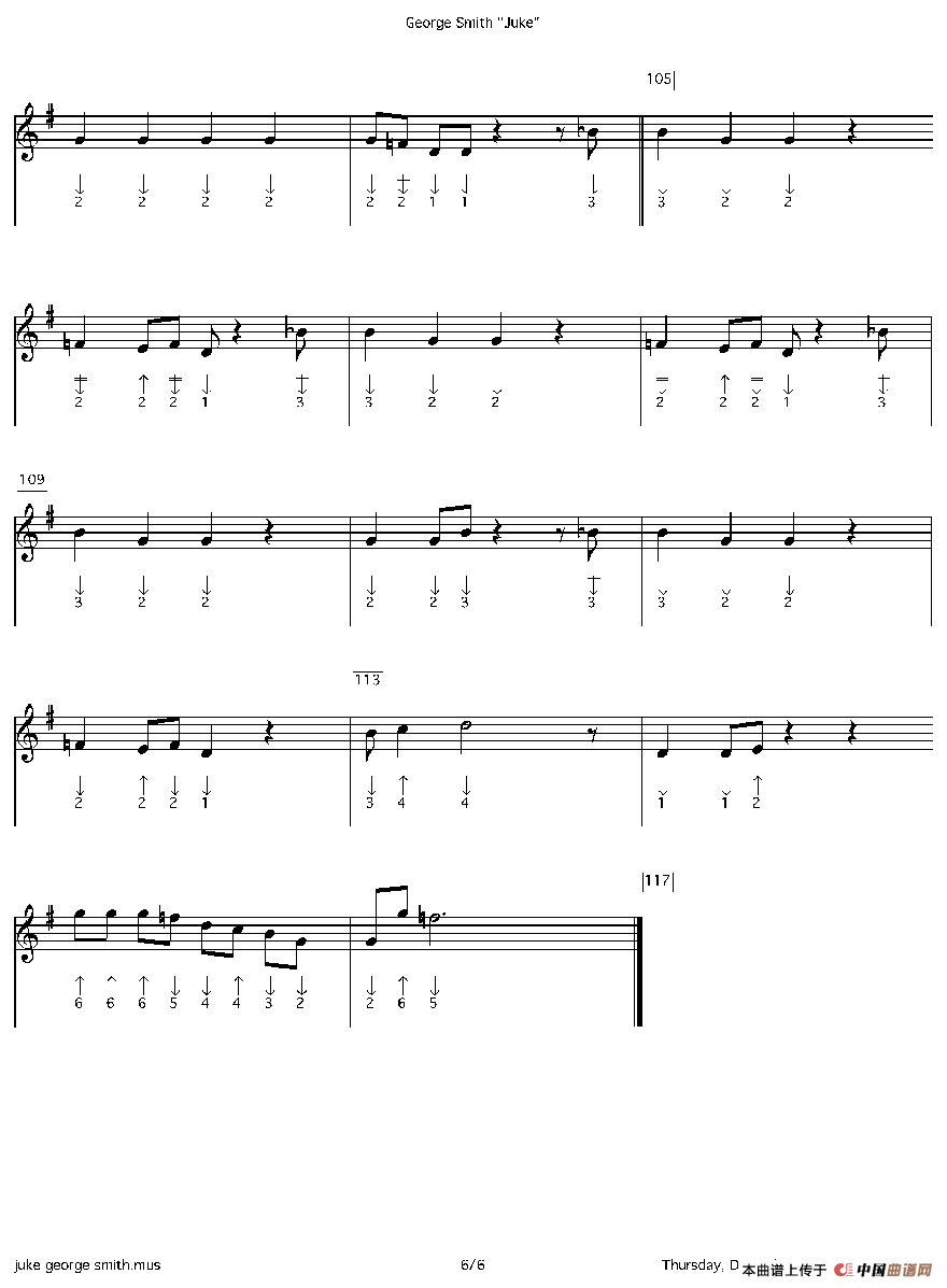 george smith “juke”（布鲁斯）口琴谱