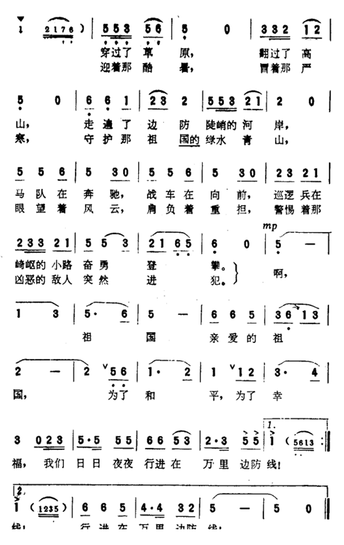 坦克兵之歌曲谱