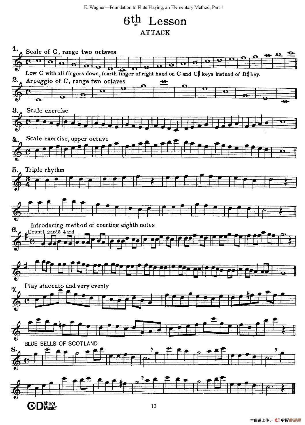 长笛演奏基础教程练习（1—10）