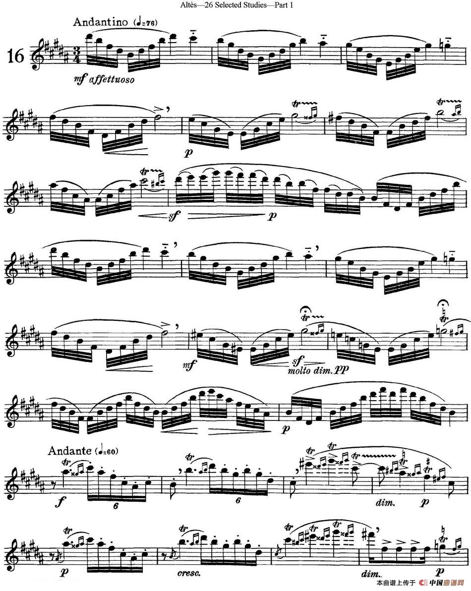 阿尔泰斯26首精选长笛练习曲（NO.16）