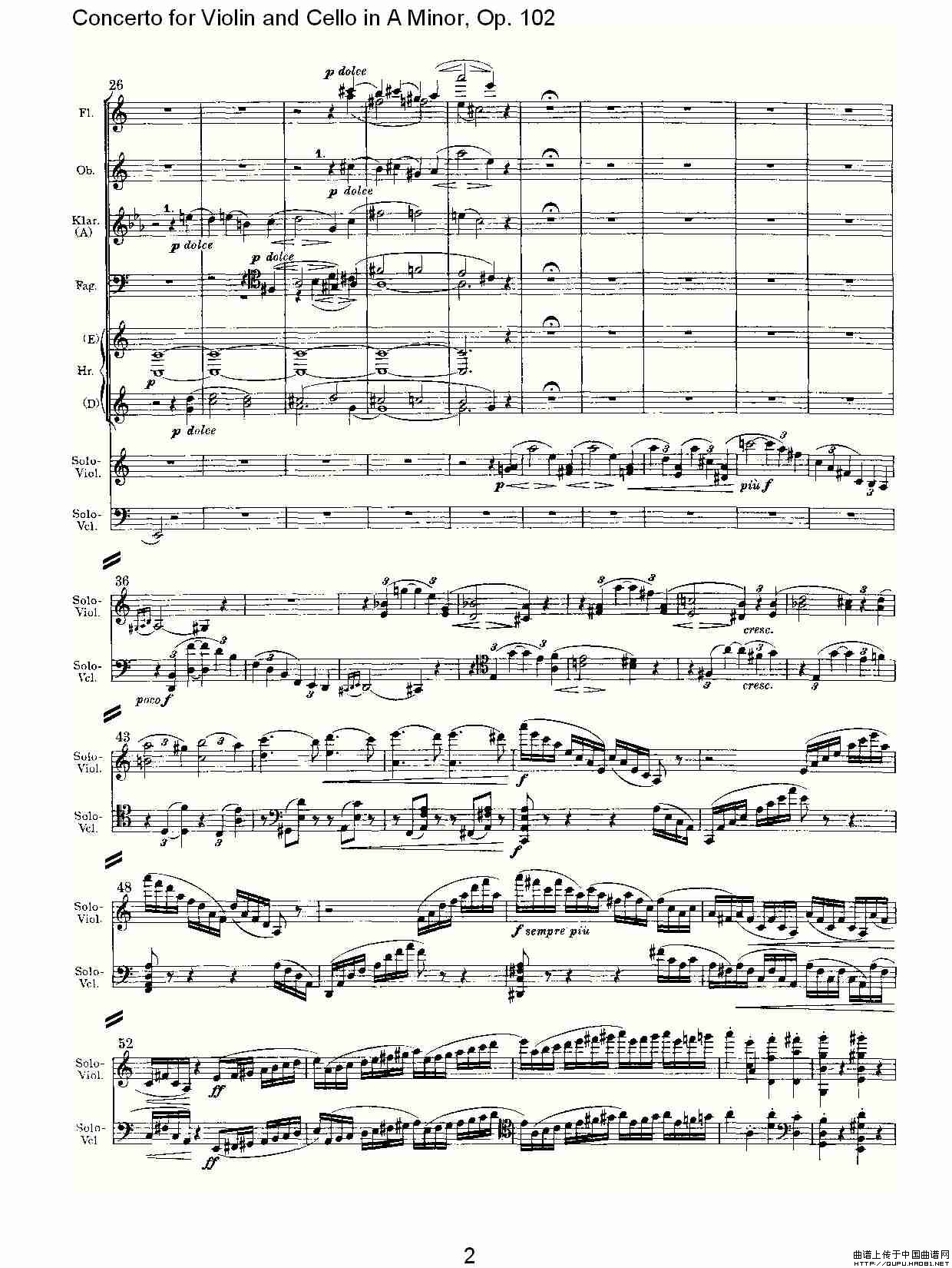 A小调小提琴与大提琴协奏曲, Op.102第一乐章小提琴谱