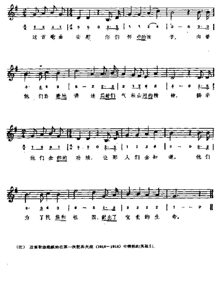 [罗马尼亚]英雄颂歌（线简谱混排版）