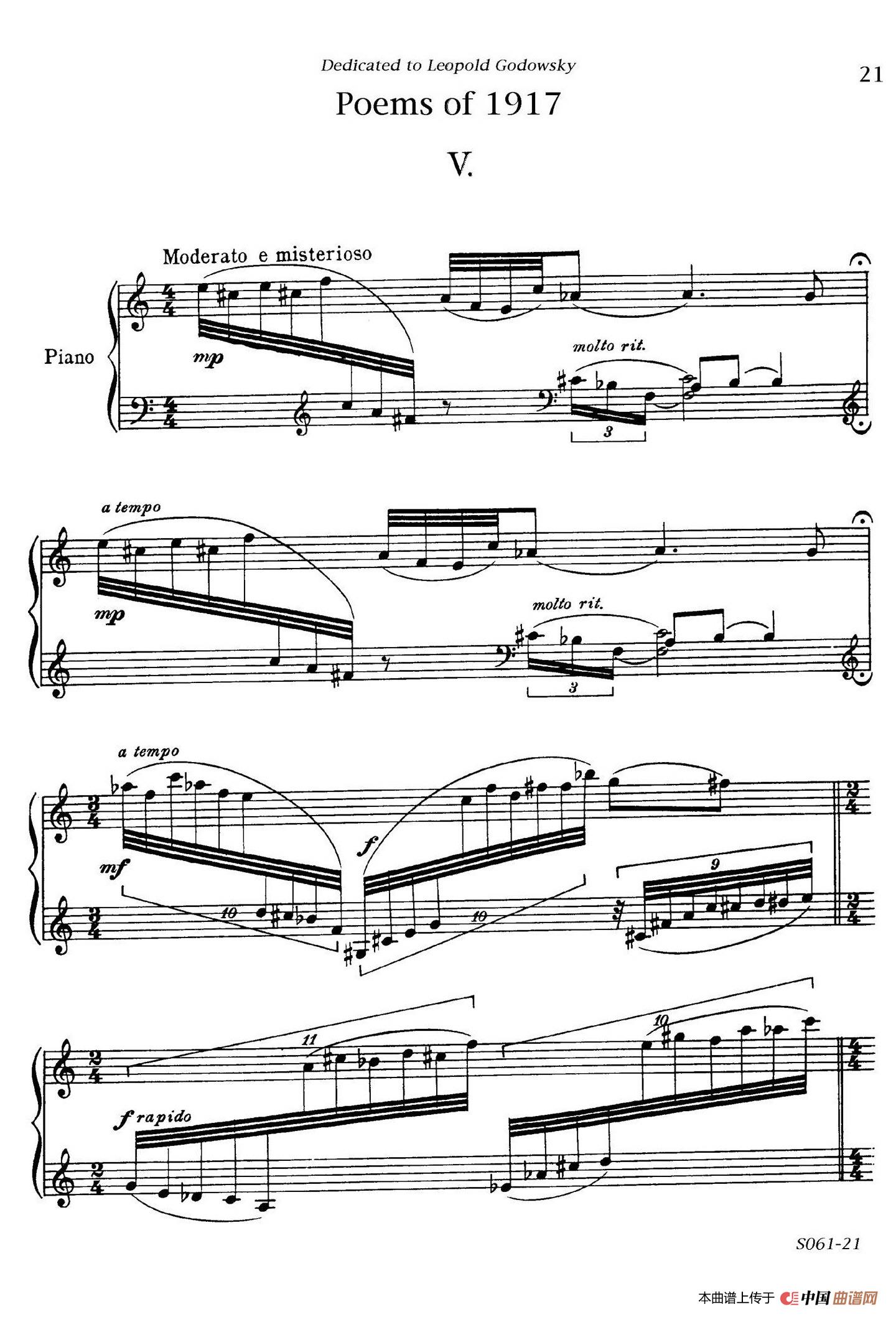 Poems of 1917 Op.41（1917之诗 5. 战争之夜的沉思）