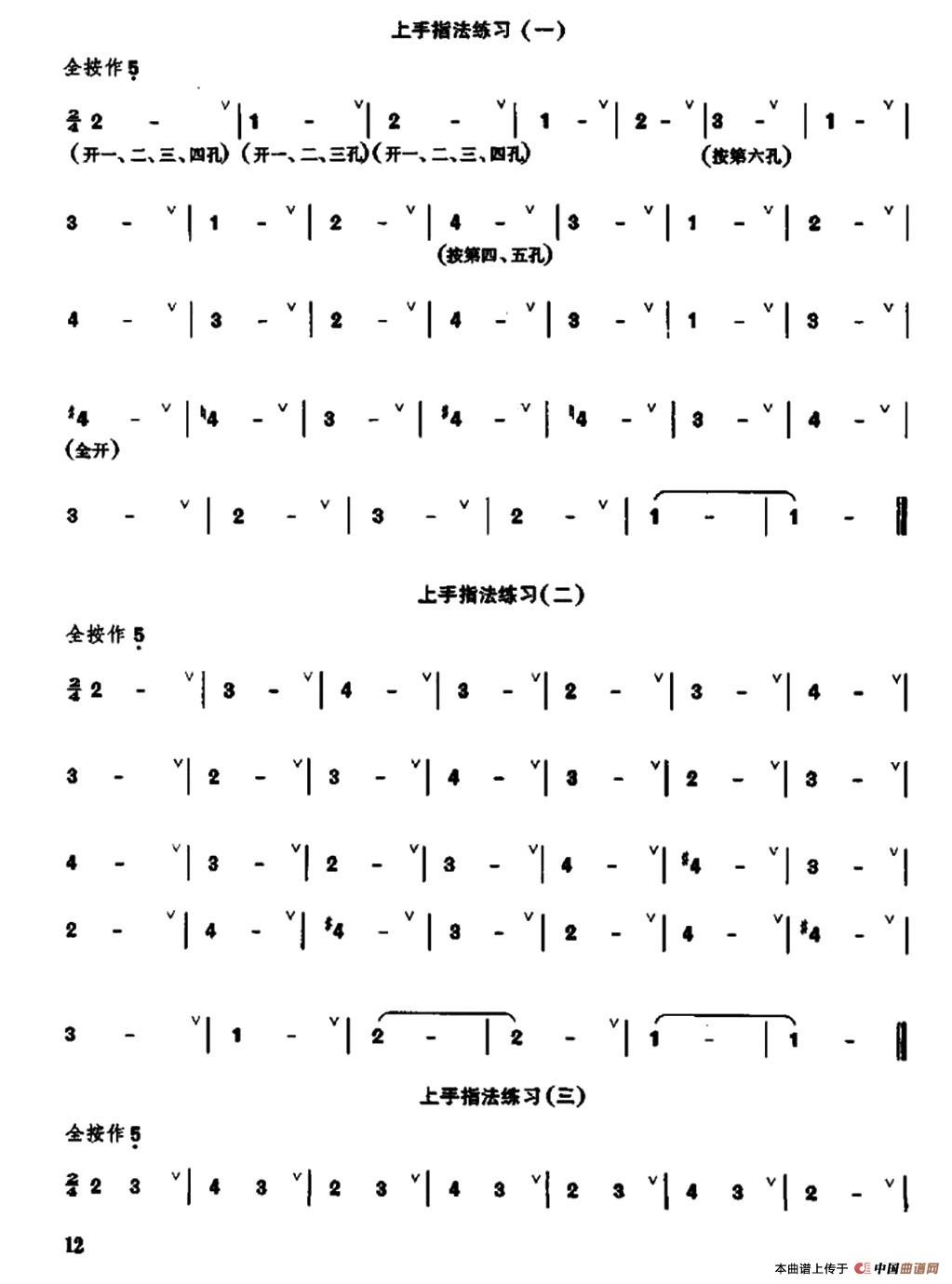 笛子上手指法练习