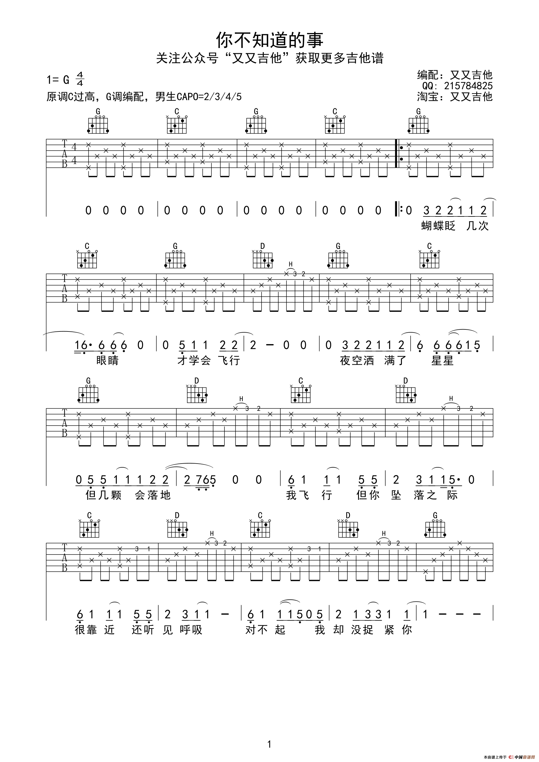 你不知道的事（又又吉他编配版）