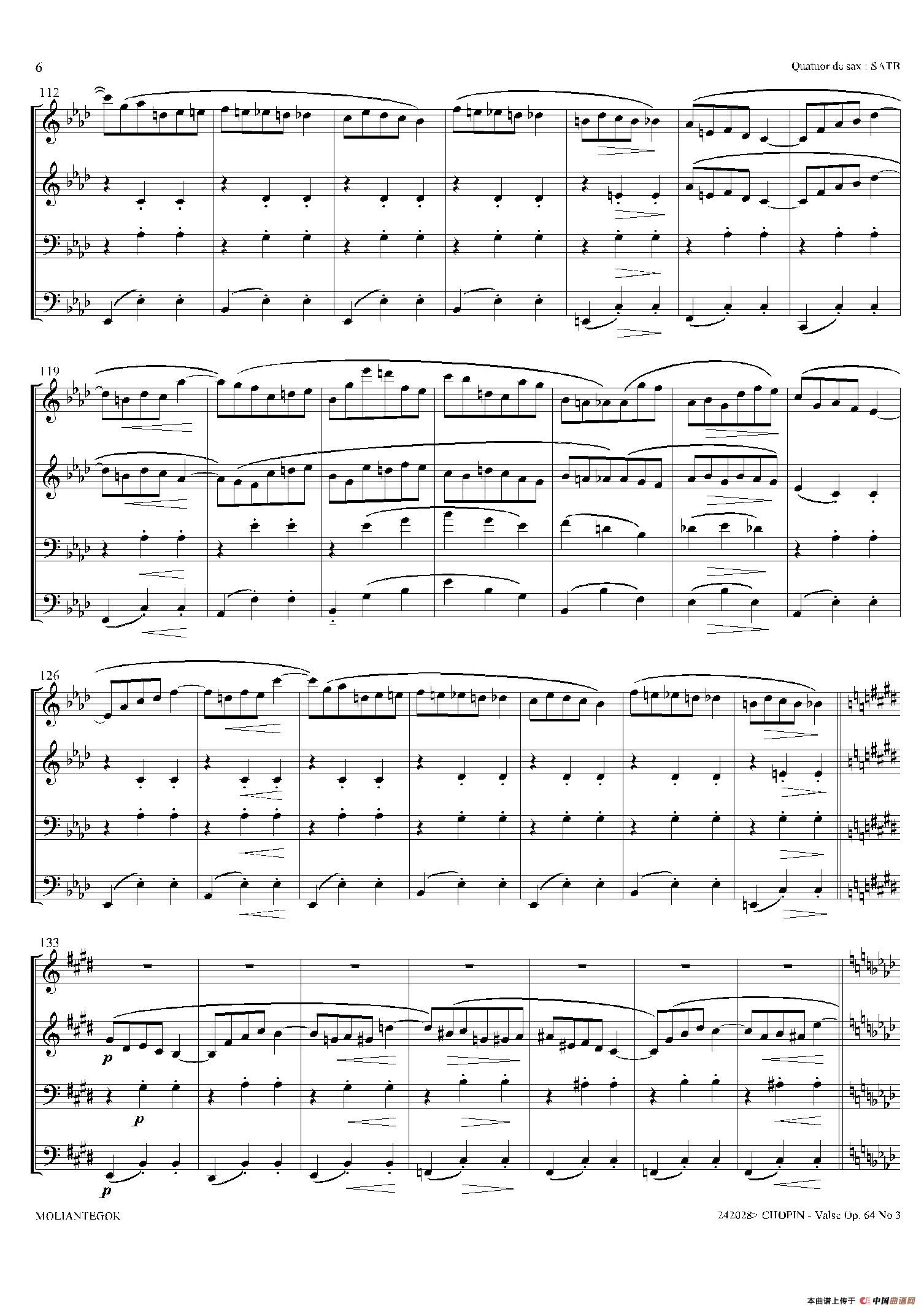 降A大调圆舞曲 Op.64 No.3（四重奏）