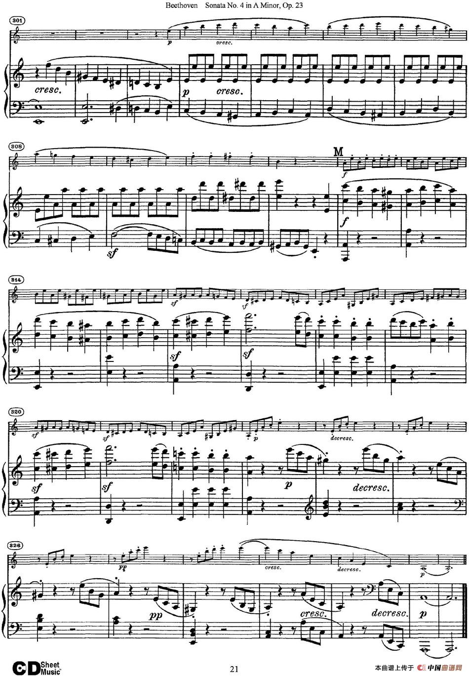 Violin Sonata No.4 in A Minor Op.23（小提琴+钢琴伴奏）