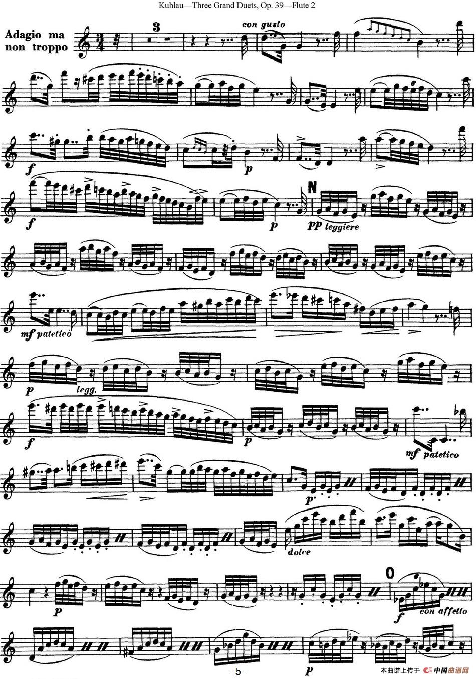 库劳长笛二重奏大练习曲Op.39——Flute 2（No.1）