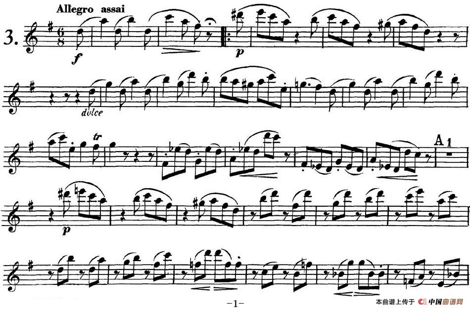 库劳长笛二重奏练习曲Op.10——Flute 1（No.3）