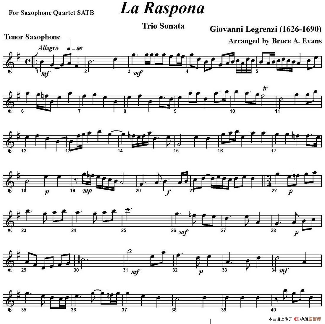 La Raspona（四重奏·次中音萨克斯分谱）