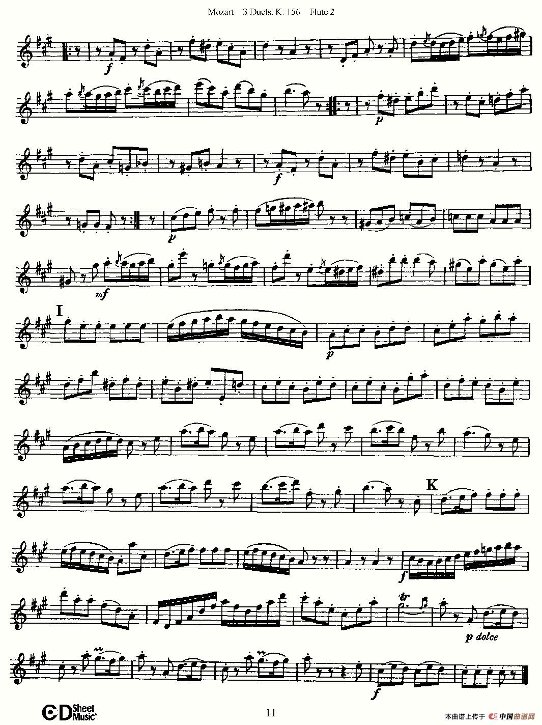 3 Duets K.156 之第二长笛（二重奏三首 K156号）