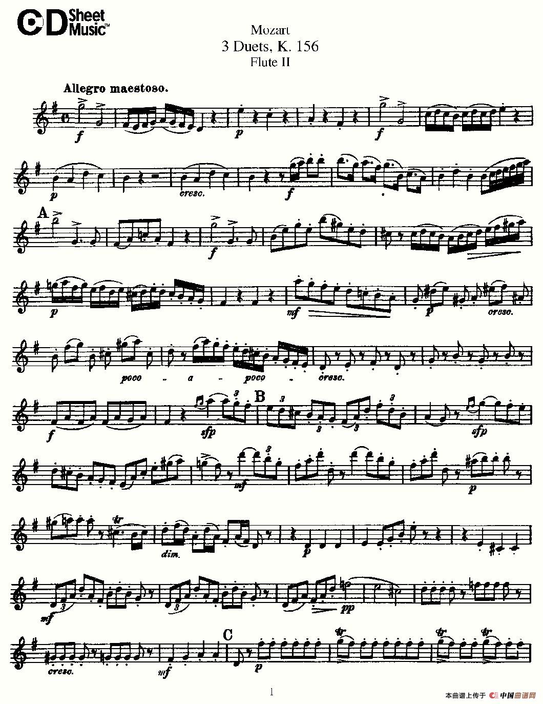 3 Duets K.156 之第二长笛（二重奏三首 K156号）