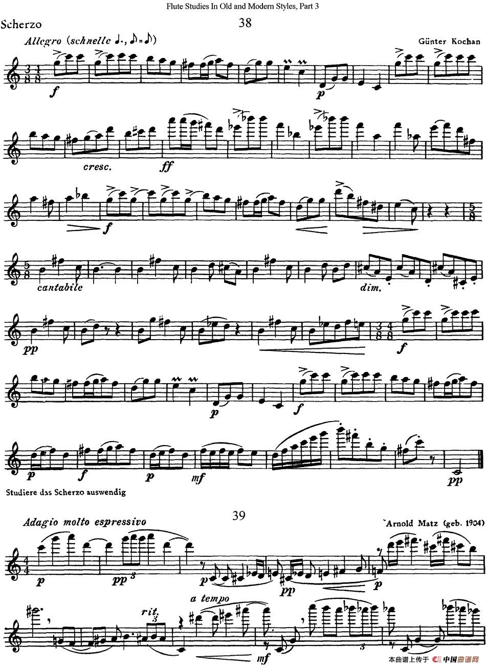 斯勒新老风格长笛练习重奏曲（第三部分）（N