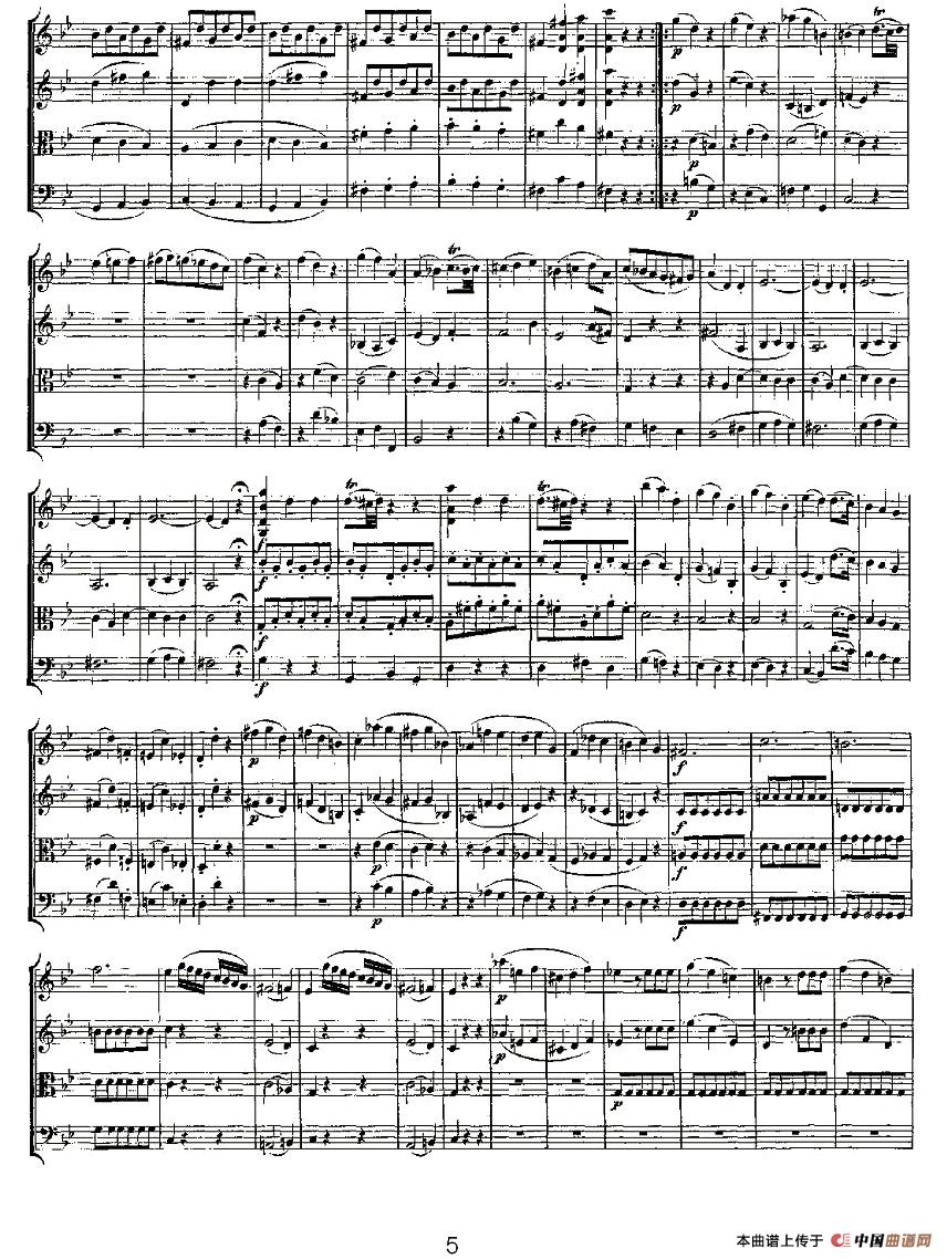Quartet No. 6 in Bb Major, K. 159（降B大调第六弦乐四重